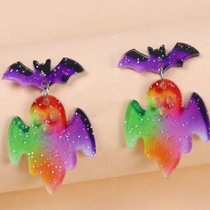 Colorful Ghost and Bat Earrings
